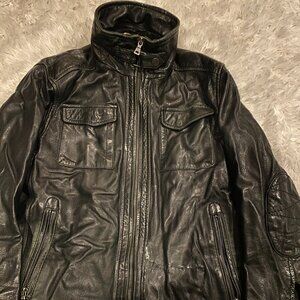Vintage Danier Leather Multi Pocket Full Zip Jacket Coat XS Black